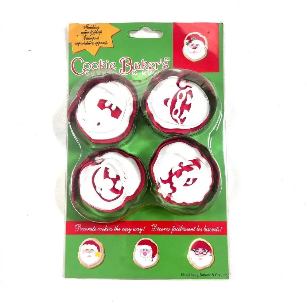 Vintage Hirschberg Shultz Cookie Baker’s Set 3 Snowman Tree Santa 1980s NOS